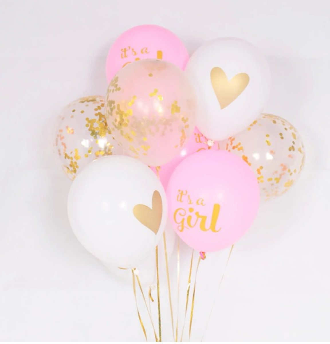 Babyshower Ballonnen set Its A Girl | Roze, WIT & GOUD | 10 Stuks |